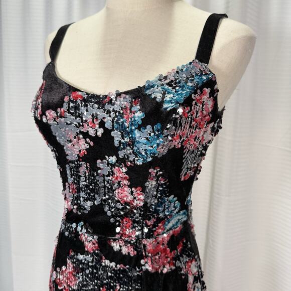 Dress the Population Lindsay Sequin Velvet Mini Dress Size Small Black EUC - Picture 3 of 14